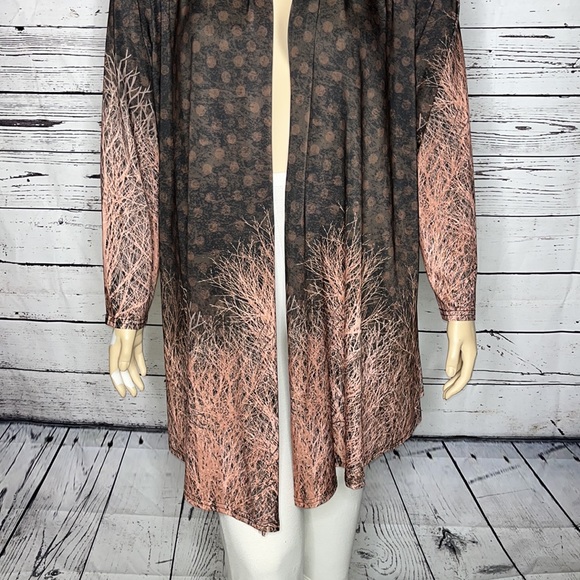 Lily by Firmiana NWT Sz 1XL Polka Dot - Abstract Tree Print Open Cardigan Jacket - Picture 2 of 5